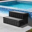 2025 Upgraded Hot Tub Steps, Outdoor Spa Steps with Storage, Anti-Slip & Robust Hot Tub Stairs, Multi-Use for Spa, RV, Pool or Porch, Black