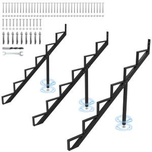 Steel Stair Step Riser 6-Step, Metal Stair Stringer with Reinforcing Support Legs, Heavy Duty Steel Stair Stringer for 50" Height Deck and Outdoor Steps (3 Pack)