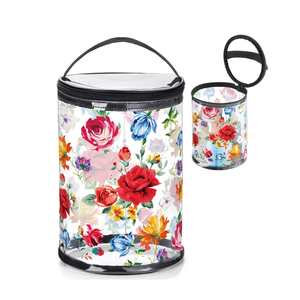 Beach Gifts Heavy Duty Clear Lotion Toiletry Bags for Travel Sunscreen Makeup Cosmetic Pouch Cylinder Bag Waterproof Portable Trip Bag with Handle Zipper(Flowers)
