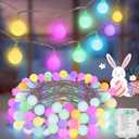 50 LED Globe String Lights - 16.4Ft Easter Pastel Colored Light with 8 Modes, Timer, Waterproof - Fairy Christmas Lighting for Outside Patio Tree Bedroom House Drom Party Garland Spring Decorations