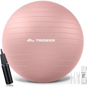 Trideer Yoga Ball - Exercise Ball for Workout pilates Stability - Anti-Burst and Slip Resistant for physical therapy, Birthing, Stretching & Core Workout, Office Ball Chair, Flexible Seating, Home Gym (L(23-26ines/58-65cm), Blush Dawn Pink)