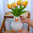 Mougigi Unique Duck Vase - Cute White Ceramic Handcrafted Piece with Round Modern Design, Funky Aesthetic Table Decor for Flowers/Accessories, Cool Animal Goose-Themed Art Vase Great for Decor Gifts