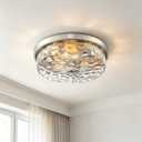 Flush Mount Ceiling Light with Water Ripple Glass Shade, Modern 3-Light Ceiling Light Fixtures, Brushed Nickle Finished Ceiling Lighting for Kitchen Halway Living Room Bedrrom Entryway, Size: 3-Lights