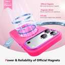 2 x Stronger Magnetic & Shockproof for iPhone 17 Pro Case,Fit for MagSafe, with Screen Protector & Wrist Strap, Military-Grade Drop, Translucent Slim for iPhone 17 Pro Case, Hot Pink