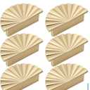6 Pack Semicircle Sunflower Brushed Gold Cabinet Pulls,Brass Drawer Handles Knobs,Half Round Kitchen Cabinet Handles,Finger Edge Pulls Knobs with Screws (6, Brushed Gold, 2.5'' Hole Center)