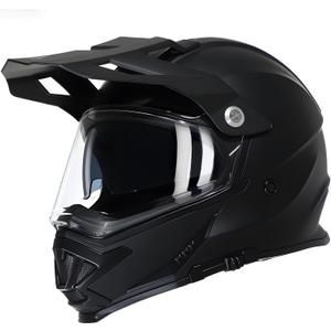 TRIANGLE Dual Sport Motorcycle Helmet Dirt Bike Helmets ATV Full Face Helmet for Adults Men with Internal Sunshield DOT Approved (Medium, Matte Black)