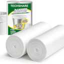 TECHSHARE Trash Bags 2 Gallon - 110 Count Small White Garbage Bags, Bathroom Trash Bags 2 Gallon, Mini Trash Can Liners for Home, Nursery, Office - Scent Free HDPE 1.8 Gallon Fit