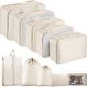 Packing Cubes for Travel-10 Set Luggage Organizer Bags for Family, Mesh Breathable Packing Cubes for Suitcases Durable Travel Essentials Bags Set (Beige)