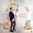 Wedding Arch Backdrop Stand 4ft, Metal Arch with Cover, Metal Arch Stand & Arch Stand Cover Set with 100 Party Multi-Colored Balloons for Birthday Party Wedding Ceremony Bridal Baby Shower Event Decor