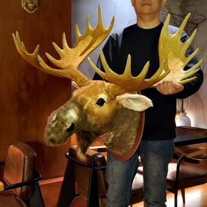 TRABEATOGA Life-size Moose Head Trophy Wall Dcor Wall Hanging Wall Decoration Creative Animal Wall Sculpture Faux Taxidermy Home Decor 35''W x 36.2''H