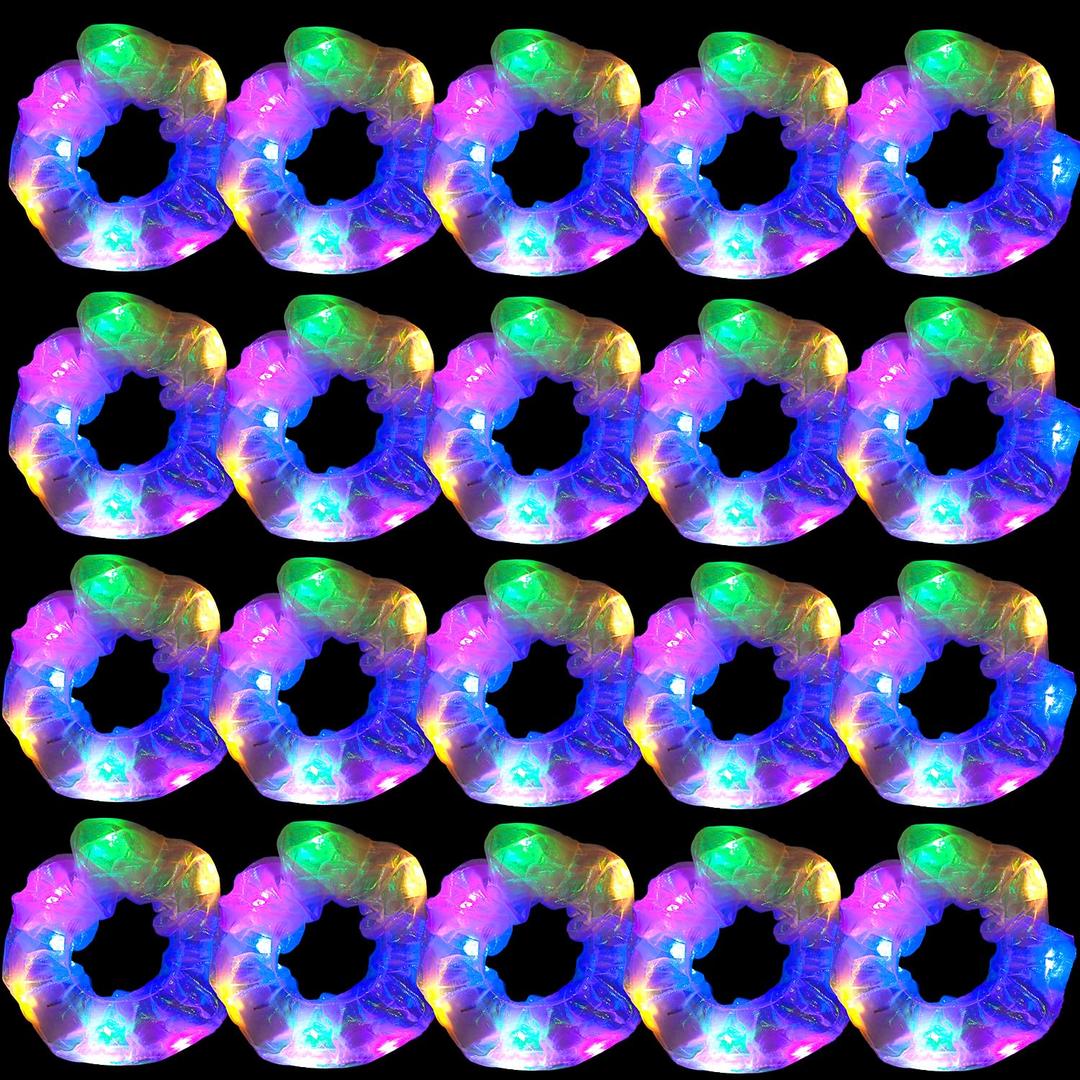 20PCS Rose LED Scrunchies, Light up Hair Scrunchy, Elastic Hair Bands with 3 Light Modes, Scrunchies Glow in The Dark for Christmas Carnival Party Supplies