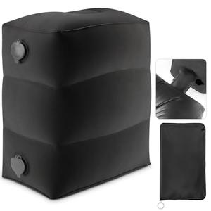 Maliton Inflatable Foot Rest Pillow for Travel,Kids Airplane Bed,Adjustable 3 Layers Height Leg Pillow of Air Travel Essentials,Car, Office, Home - Fast Inflation (Black)