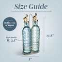COOK WITH COLOR Glass Olive Oil Bottle Dispenser - 2 Pack- 17oz Oil and Vinegar Cruet - Olive Oil Carafe Decanter for Kitchen, Checkered, Blue