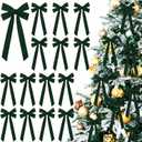 JOICEE 15Pcs Christmas Velvet Bows, 5in x 12in Christmas Tree Bows Rustic Crafts Gift Wrapping Bows Xmas Ornaments for Wreath Garland Tree Decorations Indoor Outdoor Holiday Decor(Green)
