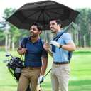 Lejorain Large Compact Golf Umbrella - Oversized Auto Open Close Folding Golf Umbrella Travel 210T Dupont Teflon Coated Vented Windproof Double Canopy for Women Men