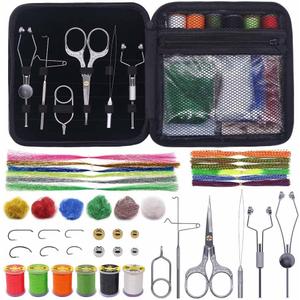 XFISHMAN Fly-Tying-Kit-with-Tools-Materials Fly-tieing-Starter-kit for Fly Fishing Lure Building jig Making Set