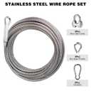 3/8" Stainless Steel Wire Rope, 304 Stainless Steel Cable with Loop, 12000 lbs Breaking Strength 100ft Wire Rope with Clips and Thimbles for Boat Lifts, Zipline, Aircraft, Winch, Decking