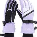 Ski Gloves for Men Women - Winter Snow Windproof & Waterproof Thinsulate Warm Sports Gloves With Pocket for Cold Weather Skiing Snowboarding Snowmobile - Adult Youth Purple L