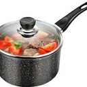 Nonstick Saucepan with Glass Lid, 2 Quarts Sauce Pan with Swiss Granite Coating, Small Cooking Pot with Detachable Handle Multipurpose Induction Compatible