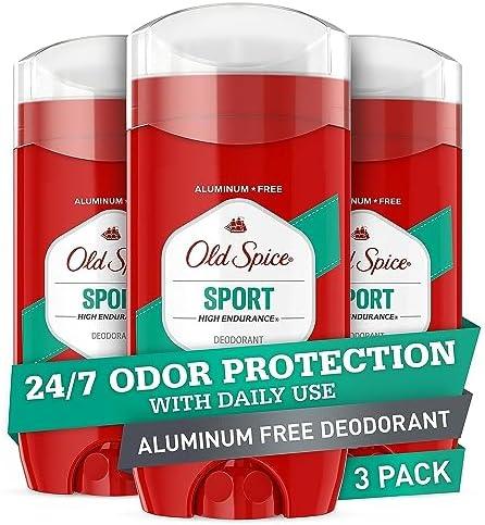 Old Spice Aluminum Free Deodorant For Men, High Endurance, 24/7 Sweat Defense & Odor Protection, 24/7 Freshness & Lasting Scent, Sport Scent, 3.0 oz (Pack of 3)