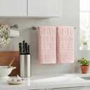 Artoid Mode 2 Pcs Pink 3D Geometric Design Jacquard Hand Towels for Bathroom, 100% Cotton Soft Absorbent Bathroom Decor Towels, 13.7 x 29.5 Inch