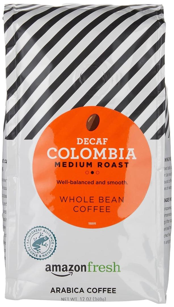 3 x Amazon Fresh Decaf Colombia Whole Bean Coffee, Medium Roast, 12 Ounce (EXP 06/02/26)