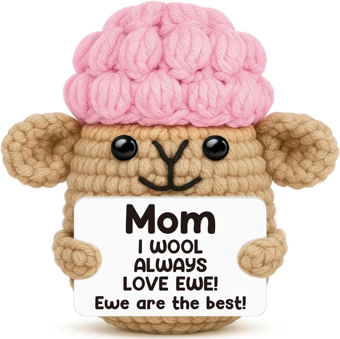 Crochet Sheep Gifts for Mom Christmas,I Wool Always Love Ewe are Best Mom Ever Gifts from Daughter Son,Funny Handmade Xmas Stocking Stuffers Gift Ideas for Step Bonus New First Time Mama Mother in Law