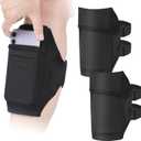 Jadive 2 Packs Cell Phone Leg Straps Leg Phone Holder Arm Smartphone Band Non Slip Ankle Wallet Calf Straps Adjustable Arm Pouch for Women Men Running Hiking Equestrian Motorcycle(Black)