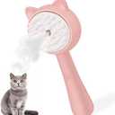 WYLAF 3-in-1 Cat Steam Brush, Pink, Cat Ear Shape, Removes Loose Hair, Cleans Skin, Promotes Blood Circulation, For All Pets, Unisex Adult, Pet Owners, Pack Of 2