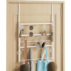 Consumest Over The Door Organizer - 4 Tier Door Hanger Hooks for Hanging Clothing, 24 Inches Long Coat Hanger for Bedroom, Bathroom, Laundry or Dorm Room, White