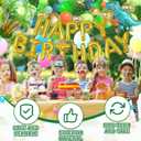 125pcs Dinosaur Birthday Party Decorations, Dinosaur Balloons Arch Garland Kit with Fringe Curtain, Balloons for Party Baby Shower Decorations for Boy Kids (Green and Gold)