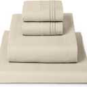Mellanni Full Sheets Set - 4 PC Iconic Collection Bedding - Hotel Luxury, Extra Soft, Cooling Bed Sheets - Wrinkle, Fade, Stain Resistant (Full, Beige)