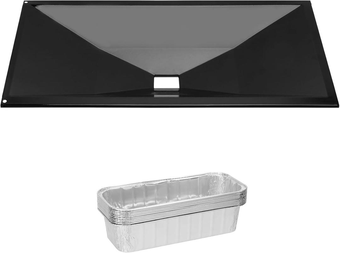 DELSbbq 66037 Grease Tray with 10-Pcs 6498 Drip Pan for Weber Genesis II 400 & LX 400 Series, Replacement for Weber Genesis II E-410 S-410 E-435 S-435, Genesis II LX E440 S440 S435 SE410