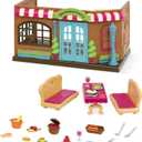 Li'l Woodzeez  Pass  The  Pasta Restaurant Playset  41 Pieces Dollhouse Set with Table, Benches, Food & Accessories for Imaginative Roleplay  Compatible with Figurines 3+ Years