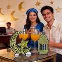 Ramadan Decorations for Home - 3-Pack Wooden Eid Mubarak Table Decor, Islamic Tabletop Centerpiece for Eid Party, Dining Table & Gift