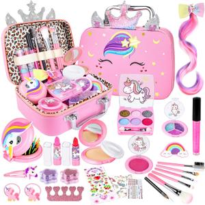 GIFTINBOX Kids Makeup Kit for Girl Toys, Washable Girls Makeup Kit for Kids with Unicorn Bag, Make Up for Toddler Princess Toys Christmas Birthday Gifts for Girls Age 3-12
