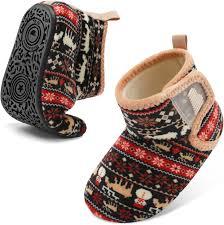 BARERUN Toddler Slippers Girls Boys House Shoes Baby Winter Booties Plush Cozy Kids House Slipper Warm Lightweight Infant Walking Shoes Socks Size21-21