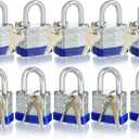 Laminated Steel Padlock with Same Keys for Gym Locker Toolbox Shed Storage, keyed Alike, Normal Shackle, Pack of 10(1.3")