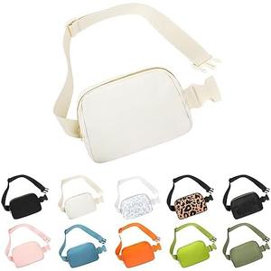 SWT OF 2, Frenou Waist Belt Bag Fashion Fanny Women and Men Gift Waist Pack With Adjustable Strap For Travel Running Hiking Walking Off White