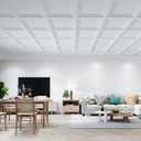 Art3d 12-Pack 2424 Inch PVC Waterproof Drop Ceiling Tiles for Home Dcor - 2x2 ft 3D Modern Ceiling Panel for Suspended Grid, White