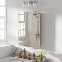 28x20 Inch Matte Silver Medicine Cabinet with Mirror for Bathroom, Aluminum Medicine Cabinet with Frosted Finish, Recessed or Wall Mount Medicine Chest, Modern Sleek Design, Fully Assembled