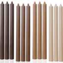 Candlesticks Brown Taper Candles 10.5 inch Dripless Tapered Candles Ideal as Dinner Candles Smokeless and Unscented Long Burning,Set of 12