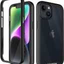 Compatible with iPhone 13 Case, iPhone 14 Case, Full Body Shockproof Protection Built-in Touch Sensitive Anti-Scratch Screen Protector Soft Edge Slim Cover for 14/13 6.1 Inch, Black/Clear