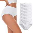Hlizonn Women's High Waist Seamless Underwear 6-Pack, Soft Stretchy Breathable Panties, Moisture-Wicking Full Coverage Briefs, White, Size L