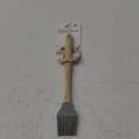 Basting Brushes Wooden Handle Barbecue Brush Silicone Oil Brush Split for Oil, Sauce, Butter(Gray) (24.7x4.2cm)