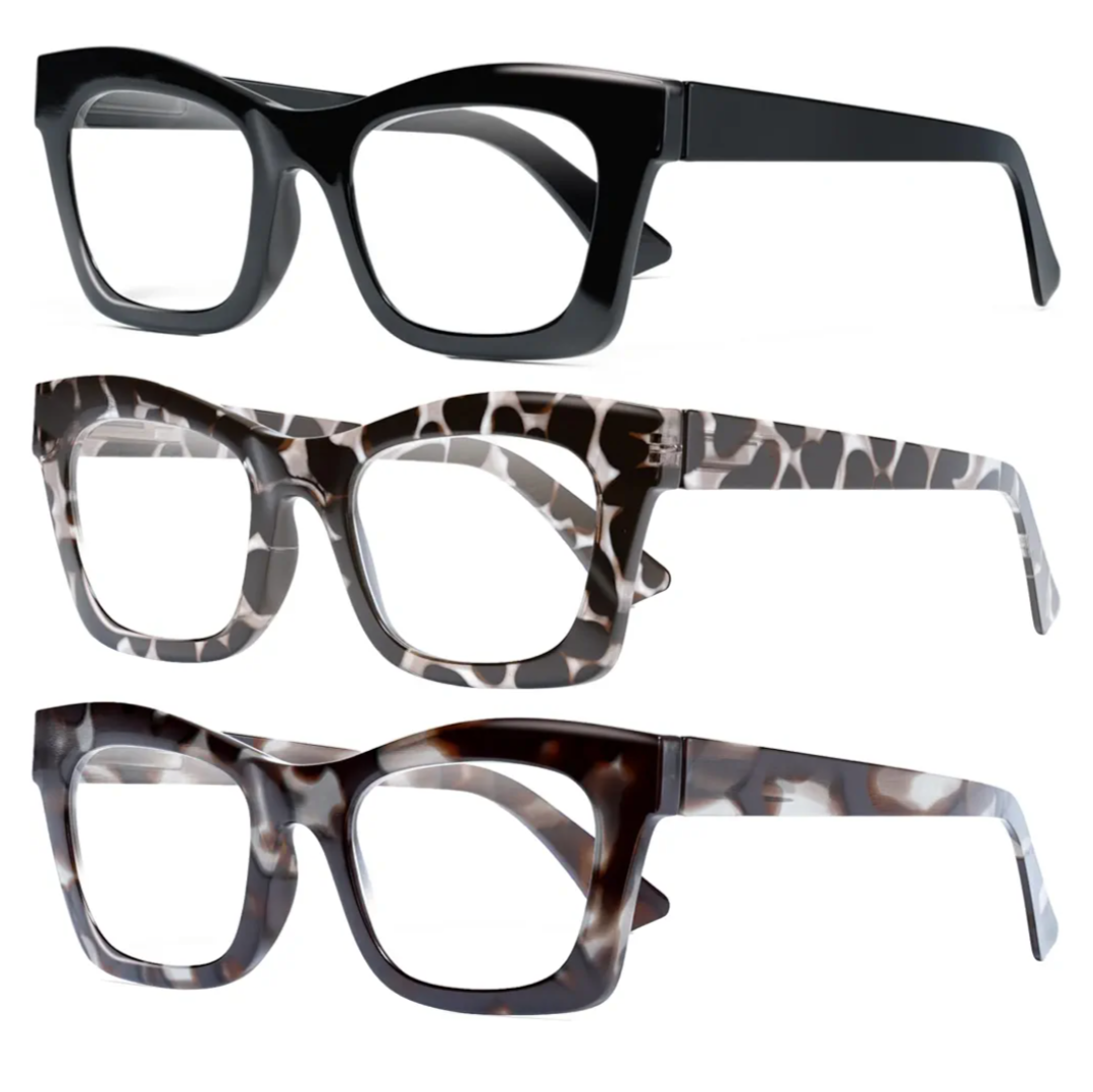 CCVOO Oprah Style Reading Glasses Women - Lightweight Readers with 99% Blue Light Blocking - UV 400 Cheaters with Spring Hinge, 1.00