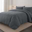 120x120 Extra Large King Size Waffle Duvet Cover, Microfiber Duvet Cover Set, King Size Gray Duvet Cover, Bohemian Style, 3 Piece Set