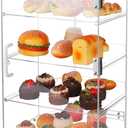 Large Pastry Display Case, Acrylic Bread Box with Front Door, Cake Donut Sourdough Bread Baking Supplies and Accessories, for Bakery Kitchen Stuff Countertop (4-Tier)