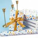2 x The Dreidel Company Happy Hanukkah Hanukkah Design Gift Wrap Paper Chanukah 17.5" X 180" In, 15 Ft. Long Each, 2 Rolls