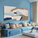 YLLTIEM Wall Decor 29x58 Inch, Large Canvas Wall Art for Living Room, Blue Beige Abstract Geometric Print, Modern Neutral Wall Decor for Bedroom Office